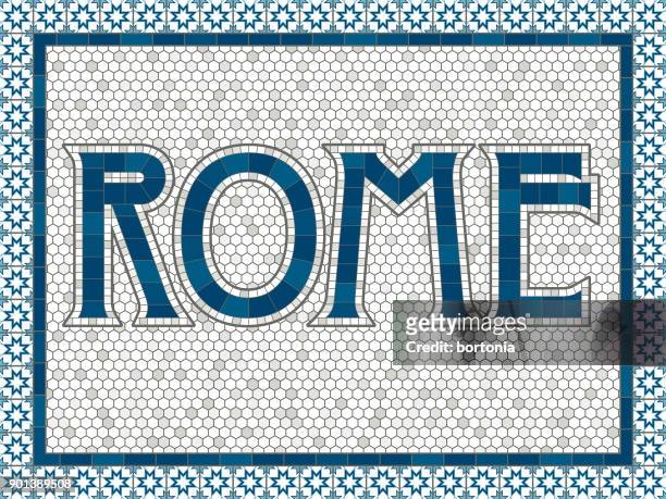 rome old fashioned mosaic tile typography - italy stock illustrations