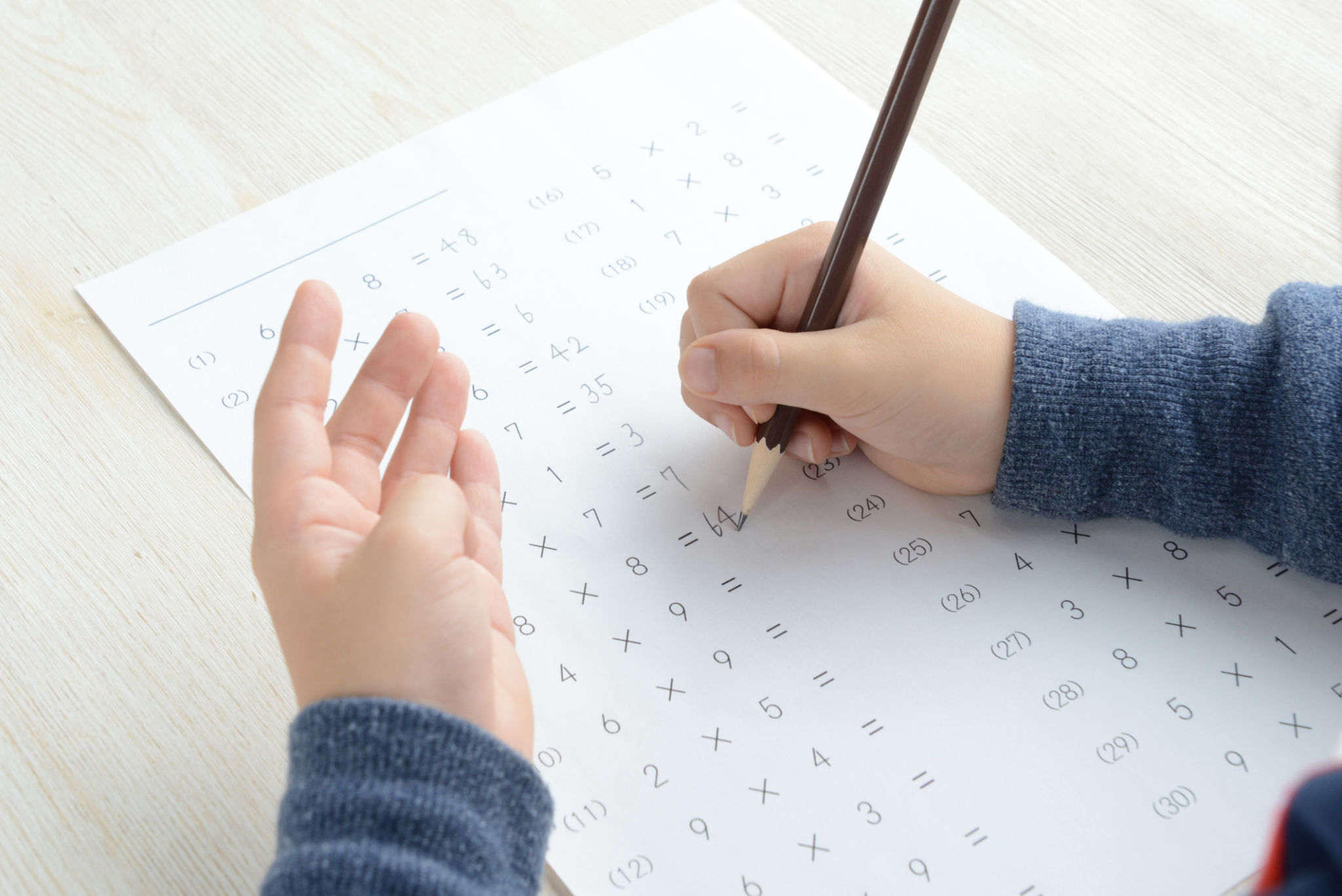 child studying math