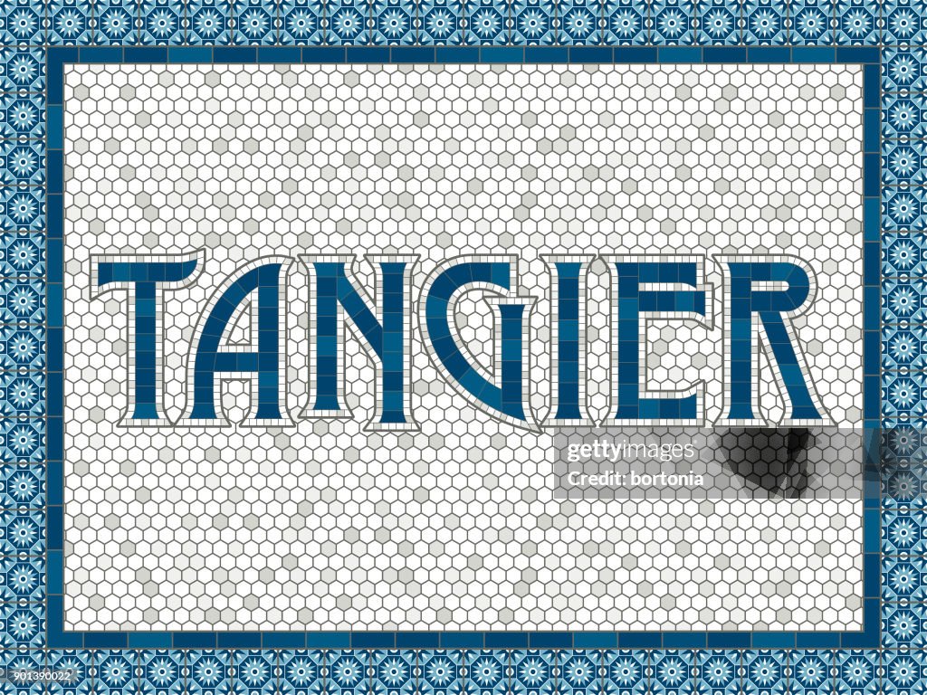 Tánger antigua baldosa mosaico antigua tipografía