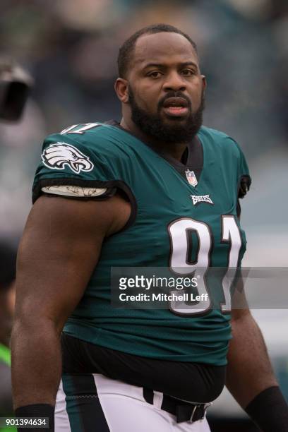 Fletcher Cox of the Philadelphia Eagles walks to the locker room prior to the game against the Dallas Cowboys at Lincoln Financial Field on December...