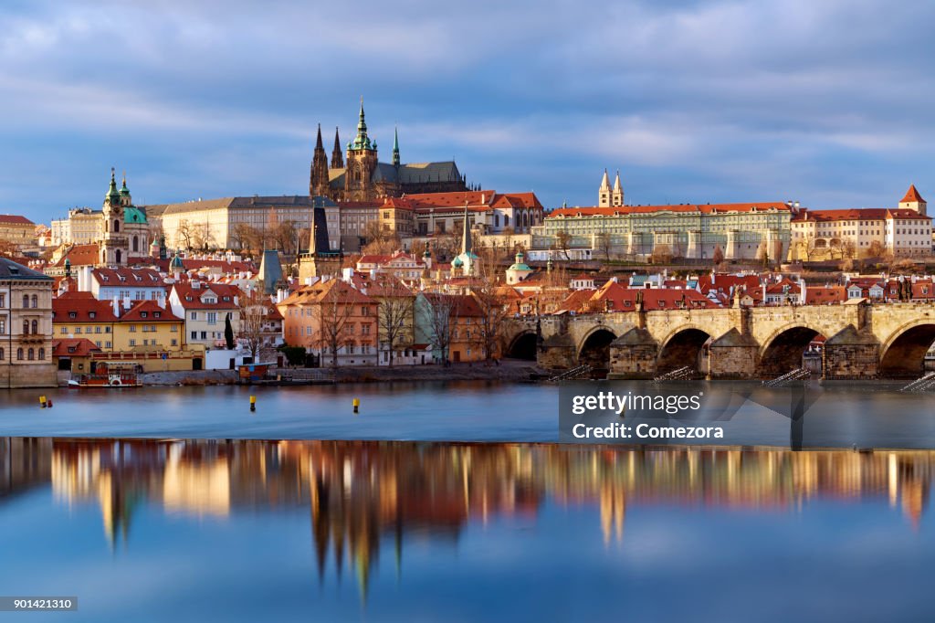 Prague Cityscape at Sunset, Czech Republic