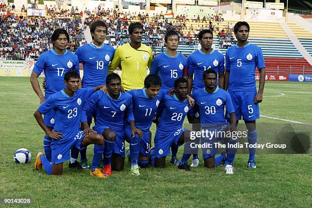 Indian football team : Govin Singh, Gauramangi Singh, Subrata Paul , Baichung Bhutia , Mahesh Gawli and Anwar Ali. : Steven Dias, N.P. Pradeep, Sunil...