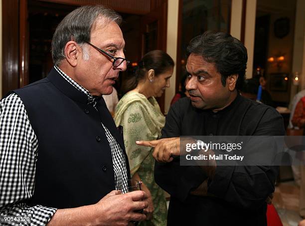 Mansoor Ali Khan Pataudi with Sanjeev Bhargava at the launch of the book New Delhi: Making of a Capital by Malvika Singh and Rudrangshu Mukherjee at...