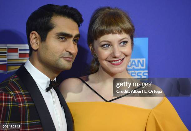 Writer/actress Emily V. Gordon and writer/actor Kumail Nanjiani arrive for the 29th Annual Palm Springs International Film Festival Film Awards Gala...