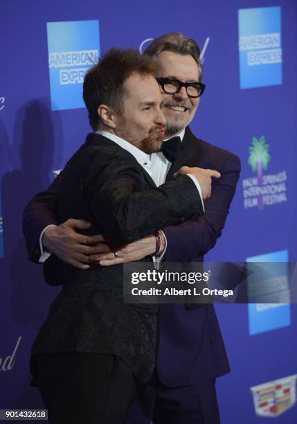 Actors Sam Rockwell and Gary Oldman arrive for the 29th Annual Palm Springs International Film Festival Film Awards Gala held at Palm Springs...