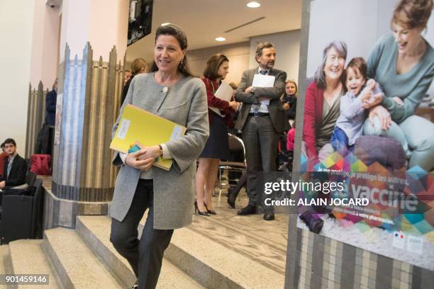 French Minister for Solidarity and Health, Agnes Buzyn arrives for a press conference on the extension of compulsory vaccination for children, on...