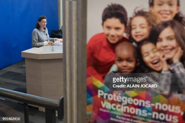 French Minister for Solidarity and Health, Agnes Buzyn speaks during a press conference on the extension of compulsory vaccination for children, on...