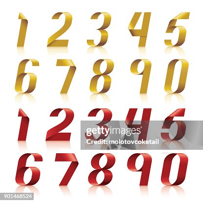 3d ribbon number set in 2 different colors 3d ribbon number set in 2 different colors