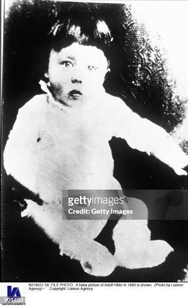 Baby picture of Adolf Hitler in 1890 is shown.