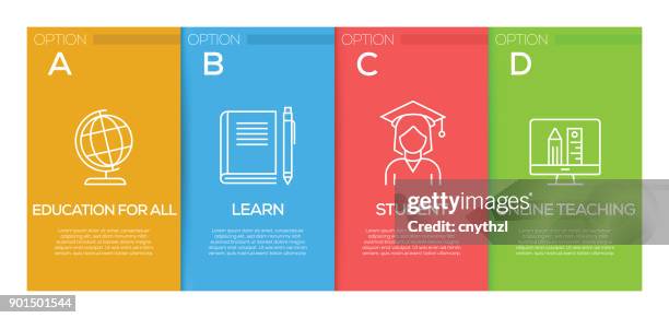 education infographic design template - text book stock illustrations