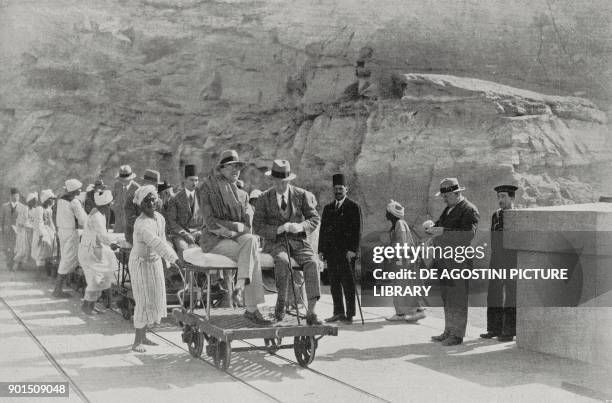 Prince Umberto of Savoy visiting the Aswan dam on the Nile, Egypt, from L'Illustrazione Italiana, Year LV, No 9, February 26, 1928.