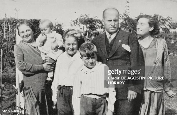 Benito Mussolini with his family, from left his wife Rachel with Romano in her arms, Bruno, Vittorio and Edda, Italy, from L'Illustrazione Italiana,...