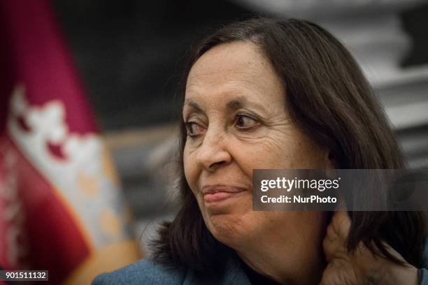 Flavia Marzano during the Press conference of the Mayor of Rome Virginia Raggi, the Deputy Mayor for Person, School and Solidarity Community Laura...