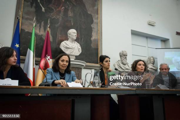 Press conference of the Mayor of Rome Virginia Raggi, the Deputy Mayor for Person, School and Solidarity Community Laura Baldassarre present...