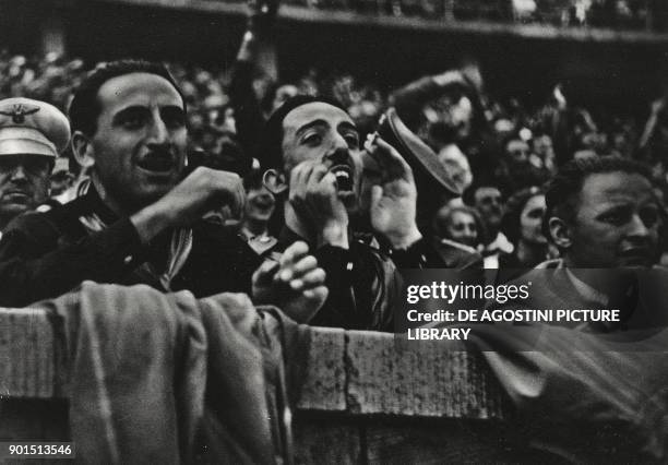 Fascist supporters at the Berlin Olympics Germany, from L'Illustrazione Italiana, Year LXV, No 22, May 29, 1938.