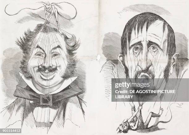 Devil's tricks, a physiognomic study inspired by the stock exchange and real life, raises and reductions, Second Republic, France, illustration by...