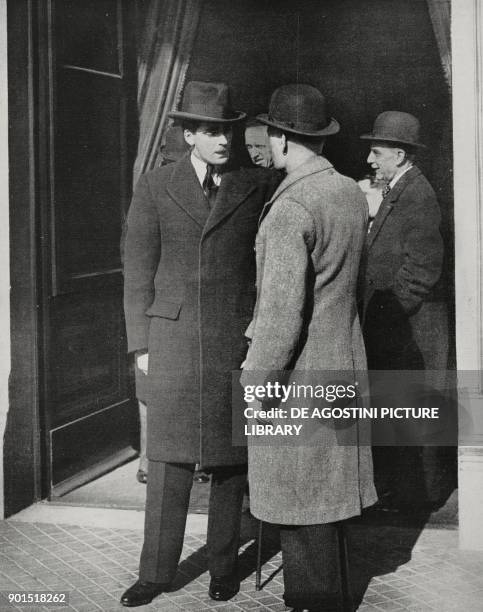 British Minister Anthony Eden during a visit to Rome, Italy, photo by Bruni from L'illustrazione Italiana, year LXI, n 9, March 4, 1934.