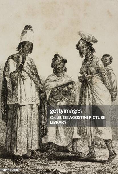 Women from Senegal and Gambia, engraving by Lemaitre from Afrique Australe, Afrique Orientale, Afrique Centrale, Empire de Maroc, by Hoefer,...