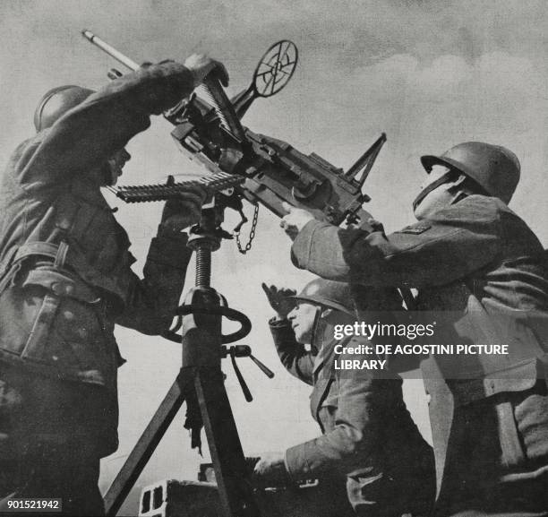 Italian anti-aircraft station manned by the Volunteer Militia for National Security on an island in the Mediterranean, World War II, from...