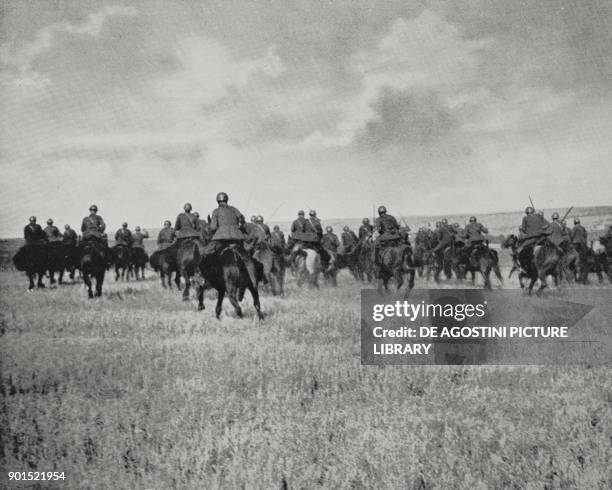 Italian cavalry on the Eastern Front, World War II, from L'Illustrazione Italiana, Year LXIX, No 46, November 15, 1942.