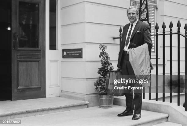 British former soccer player and Scotland manager arrives at the Fitzroy Nuffield Nursing Home, London, UK, 26th July 1968.