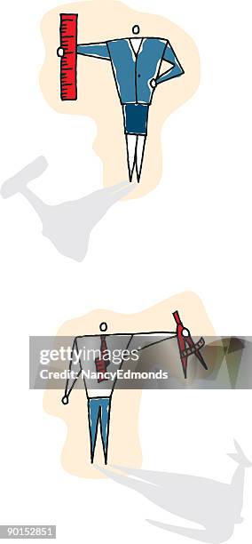 measuring people - meter stick stock illustrations