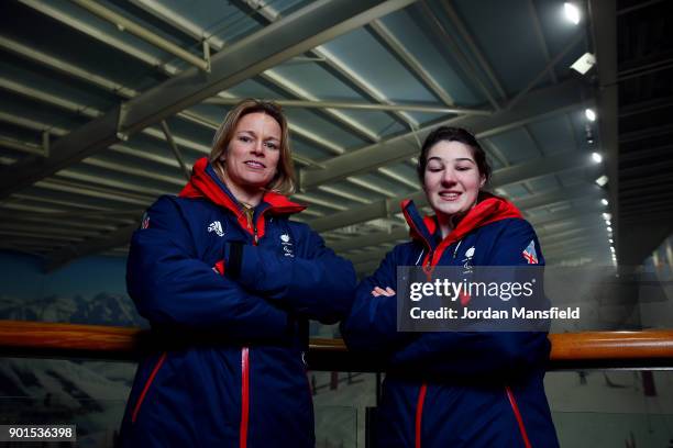 Menna Fitzpatrick and guide Jennifer Kehoe pose for a photo during the ParalympicsGB team announcement for PyeongChang 2018 Alpine Skiing and...