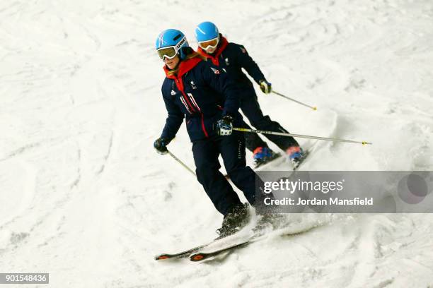 Menna Fitzpatrick and guide Jennifer Kehoe in action during the ParalympicsGB team announcement for PyeongChang 2018 Alpine Skiing and Snowboard Team...