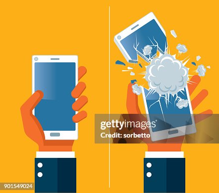 Phone Exploding Cartoon Smartphone Explosion High-Res Vector Graphic - Getty Images
