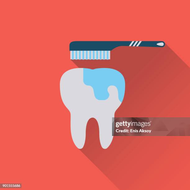 brush teeth flat icon - child toothbrush stock illustrations