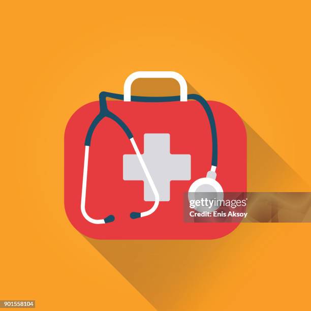 ilustraciones, imágenes clip art, dibujos animados e iconos de stock de primeros auxilios icono plana - reanimación cardiopulmonar