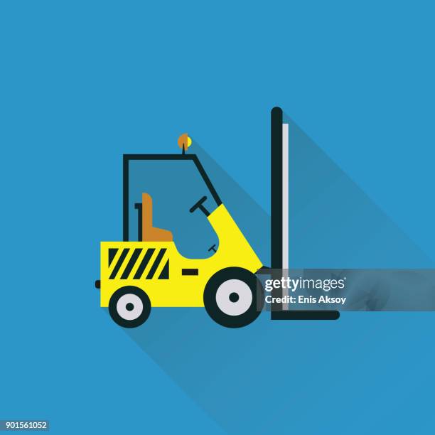 forklift flat icon - unloading boxes stock illustrations