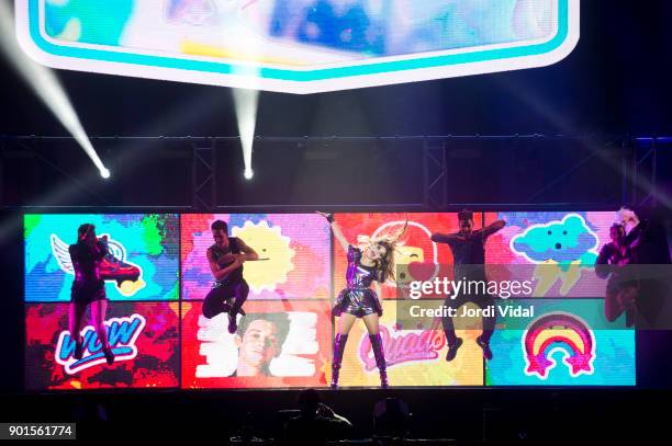 Karol Sevilla performs on stage during Disney show Soy Luna at Palau Sant Jordi on January 5, 2018 in Barcelona, Spain.