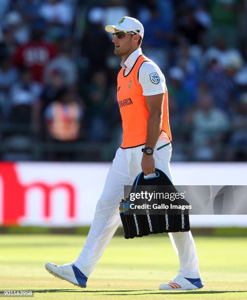Tewis de Bruyn during day 1 of the 1st Sunfoil Test match between South Africa and India at PPC Newlands on January 05, 2018 in Cape Town, South...