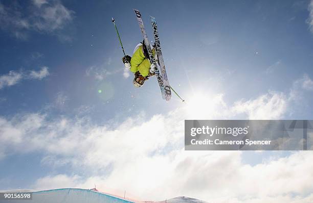 Thomas Krief of France competes in the men's halfpipe Freestyle Ski Final during day eight of the Winter Games NZ at Cardrona Alpine Resort on August...