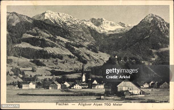 Ak Fischen im Allgäu in Schwaben, Allgäuer Alpen, Ort, Kirche