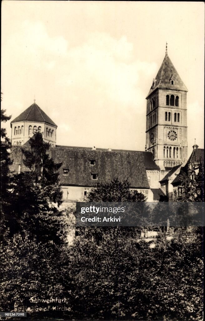 Ak Schweinfurt in Unterfranken Bayern, Seitenansicht von der Heilig Geist Kirche