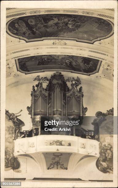 Foto Ak Garmisch Partenkirchen in Oberbayern, Kirche, Innenansicht, Orgel