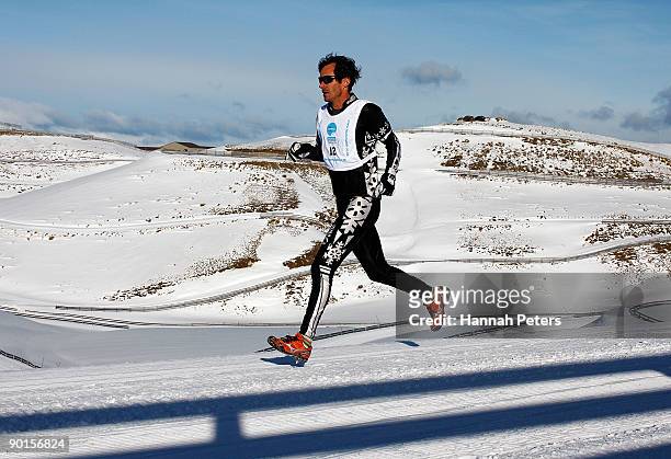 Stephen Waterreus of Canada competes in the Winter triathlon during day eight of the Winter Games NZ at the Snow Farm on August 29, 2009 in Wanaka,...