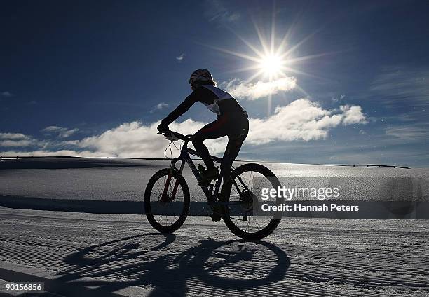 Laetitia Roux of France competes in the Winter triathlon during day eight of the Winter Games NZ at the Snow Farm on August 29, 2009 in Wanaka, New...