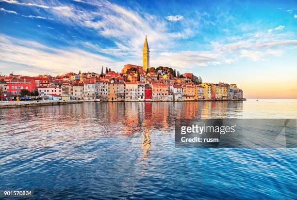 morning view of old town rovinj, croatia - croatia stock pictures, royalty-free photos & images