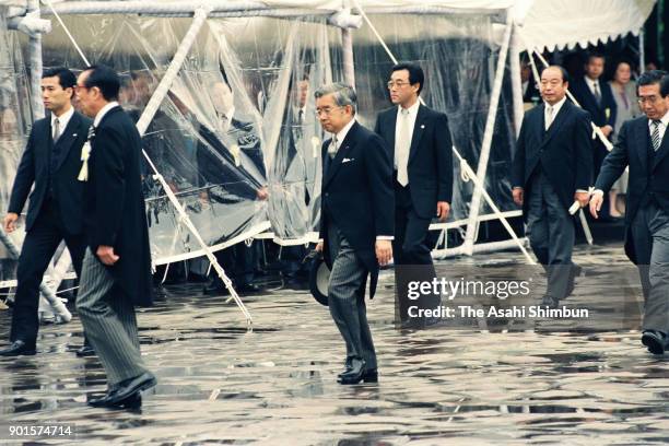 Prince Hitachi attends a memorial ceremony at the Chidorigafuchi National Cemetery on May 27, 1991 in Tokyo, Japan.