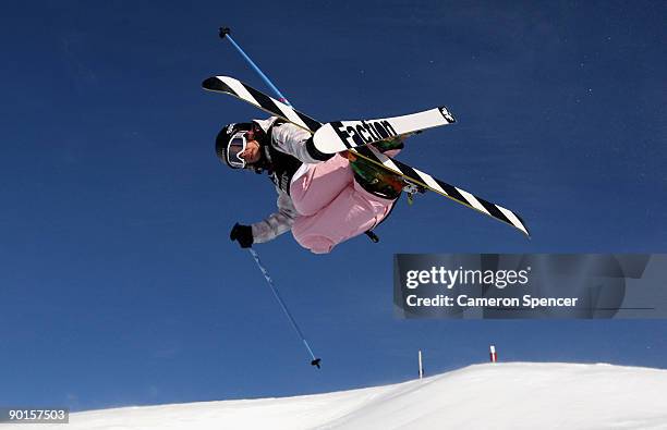 Mirjam Jaeger of Switzerland competes in the women's halfpipe Freestyle Ski Final during day eight of the Winter Games NZ at Cardrona Alpine Resort...