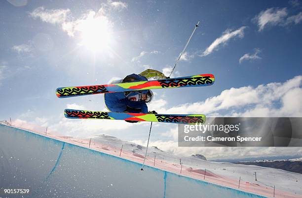 Hannah James of New Zealand competes in the women's halfpipe Freestyle Ski Final during day eight of the Winter Games NZ at Cardrona Alpine Resort on...