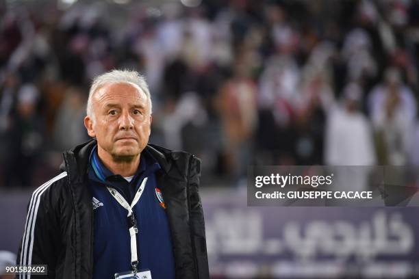 The UAE's Italian coach Alberto Zaccheroni looks on during the Gulf Cup of Nations 2017 final football match between Oman and the UAE at the Sheikh...