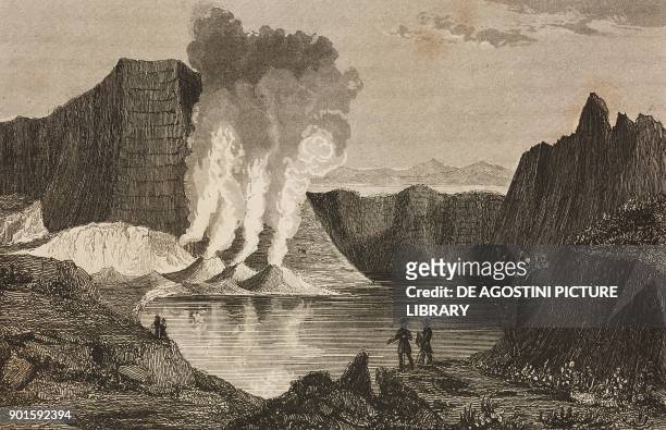 Taal Volcano, Luzon Island, Philippines, engraving by Danvin and Chavannes from Oceanie ou Cinquieme partie du Monde, Revue Geographique et...