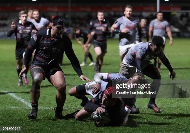 Grant Gilchrist of Edinburgh Rugby scores his side's first try during the Guinness Pro14 match between Edinburgh Rugby and Southern Kings at Myreside...