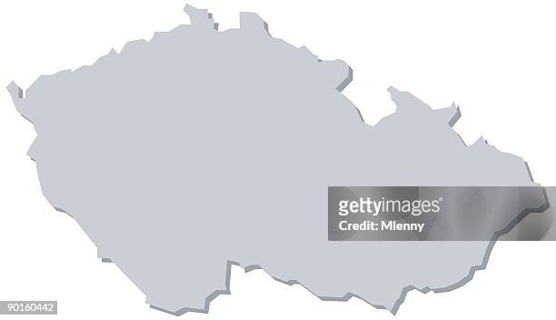 czech republic map - drop shadow stock illustrations
