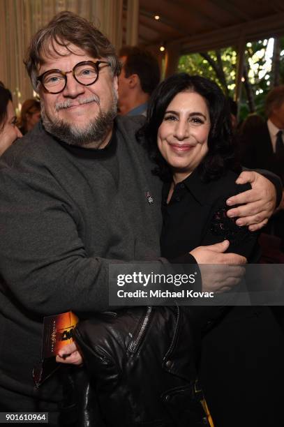 Guillermo del Toro and Warner Bros worldwide distribution and marketing chief Sue Kroll attend the 18th Annual AFI Awards at Four Seasons Hotel Los...