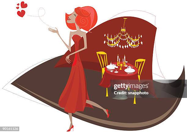 valentine - valentine dinner stock illustrations